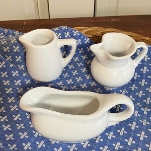 Three White Farmhouse Creamers